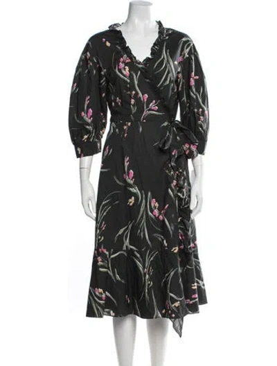 Pre-owned Marchesa Notte Floral Print Midi Length Dress W/ Tags In Multicolor
