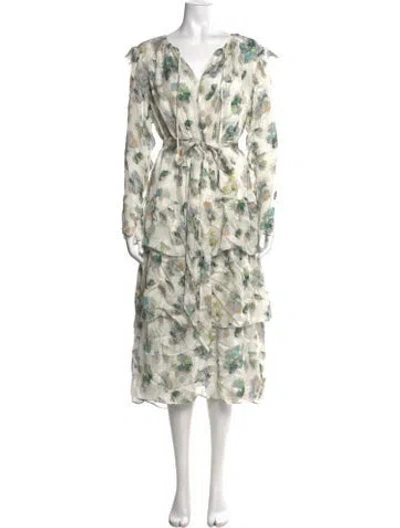 Pre-owned Marchesa Notte Floral Print Midi Length Dress W/ Tags In Multicolor