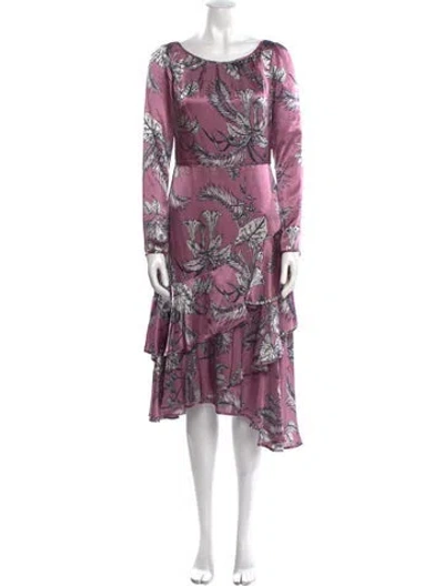 Pre-owned Marchesa Notte Floral Print Midi Length Dress W/ Tags In Purple