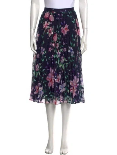 Pre-owned Marchesa Notte Floral Print Midi Length Skirt In Black