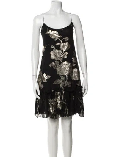 Pre-owned Marchesa Notte Floral Print Mini Dress In Brown