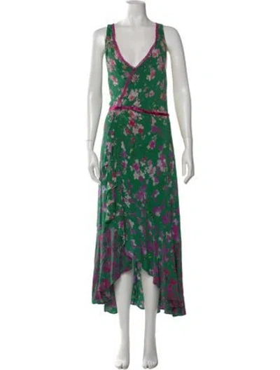 Pre-owned Marchesa Notte Floral Print Mini Dress In Green