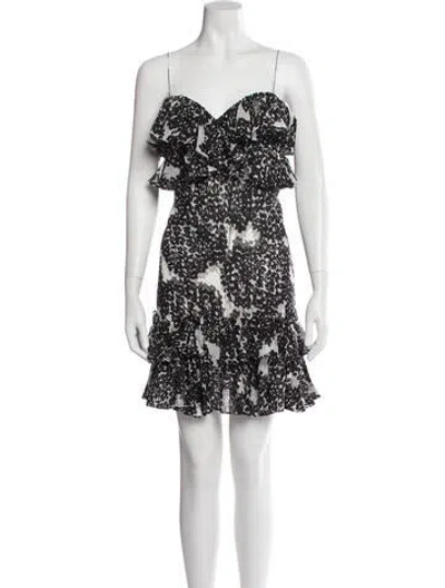 Pre-owned Marchesa Notte Floral Print Mini Dress In Multi