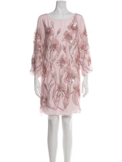 Pre-owned Marchesa Notte Floral Print Mini Dress In Multi