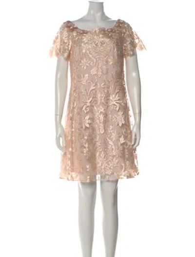 Pre-owned Marchesa Notte Floral Print Mini Dress In Neutral