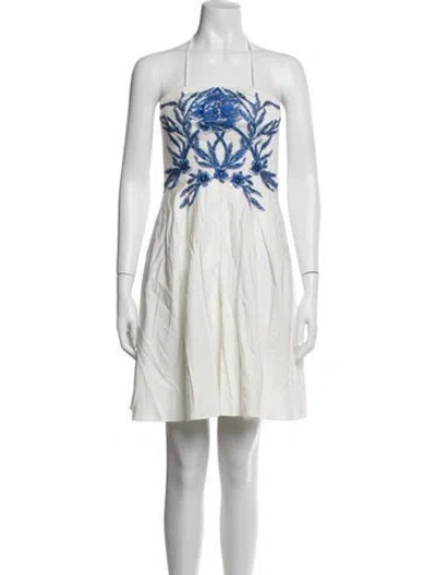Pre-owned Marchesa Notte Floral Print Mini Dress In Neutrals