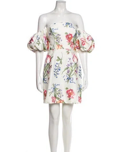 Pre-owned Marchesa Notte Floral Print Mini Dress In Pink