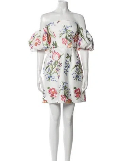 Pre-owned Marchesa Notte Floral Print Mini Dress In Pink