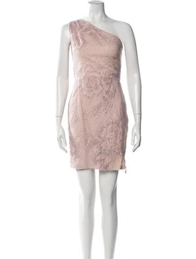 Pre-owned Marchesa Notte Floral Print Mini Dress In Pink