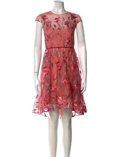 Pre-owned Marchesa Notte Floral Print Mini Dress In Pink