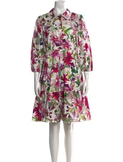 Pre-owned Marchesa Notte Floral Print Mini Dress In Pink