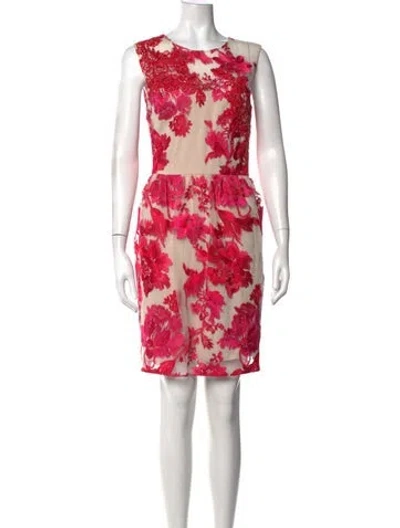 Pre-owned Marchesa Notte Floral Print Mini Dress In Pink