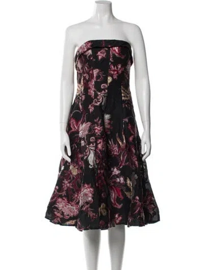 Pre-owned Marchesa Notte Floral Print Mini Dress W/ Tags In Burgundy