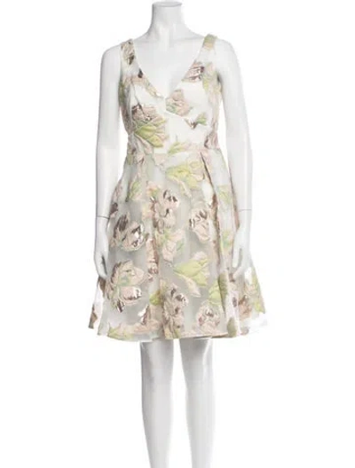 Pre-owned Marchesa Notte Floral Print Mini Dress W/ Tags In Multicolor