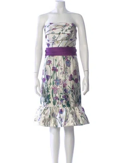 Pre-owned Marchesa Notte Floral Print Mini Dress W/ Tags In Neutral