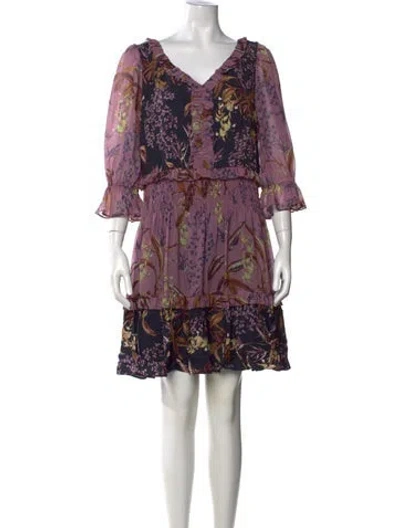 Pre-owned Marchesa Notte Floral Print Mini Dress W/ Tags In Pink