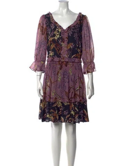 Pre-owned Marchesa Notte Floral Print Mini Dress W/ Tags In Pink