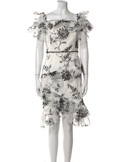Pre-owned Marchesa Notte Floral Print Mini Dress W/ Tags In White