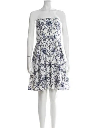 Pre-owned Marchesa Notte Floral Print Mini Dress In White