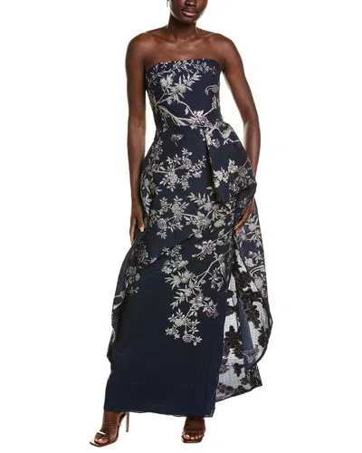 Marchesa Notte Gilded Gown In Black