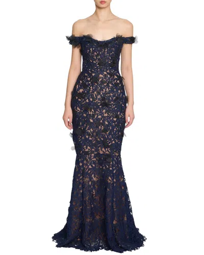 Marchesa Notte Gown In Blue