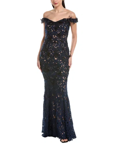 Marchesa Notte Gown In Blue
