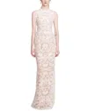 Marchesa Notte Sleeveless Lace Column Gown In Multi