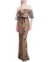Marchesa Notte Off-shoulder Tulle Maxi Dress In Multi