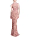Marchesa Notte Sleeveless Corded Lace Dress In Multi