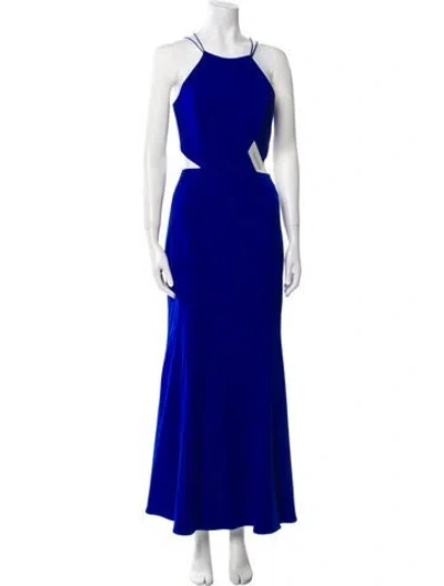Pre-owned Marchesa Notte Halterneck Long Dress In Blue