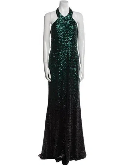 Pre-owned Marchesa Notte Halterneck Long Dress In Multi