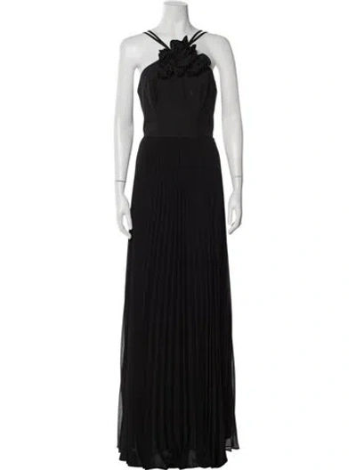 Pre-owned Marchesa Notte Halterneck Long Dress W/ Tags In Black