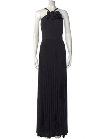 Pre-owned Marchesa Notte Halterneck Long Dress W/ Tags In Black