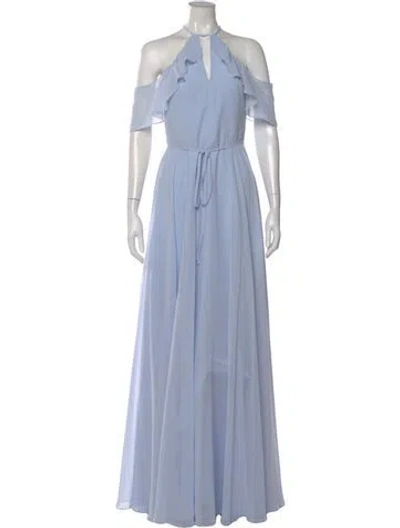 Pre-owned Marchesa Notte Halterneck Long Dress W/ Tags In Blue