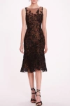 Shop Marchesa Notte Illusion Detail Midi Dress In Multi