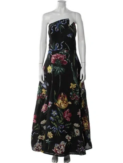 Pre-owned Marchesa Notte Jacquard Long Dress In Black