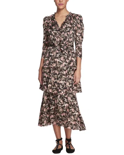 Marchesa Notte Juniper Floral Dress In Animal Print