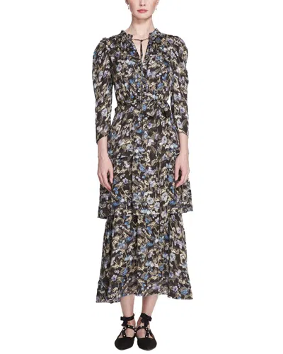 Marchesa Notte Juniper Midi Dress In Multi