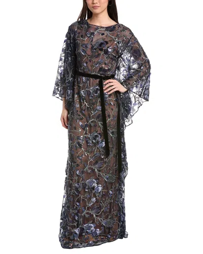 Marchesa Notte Kaftan Dress In Blue