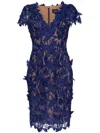 Marchesa Notte Organic Lace Mini Dress In Blau
