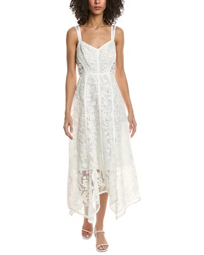 Marchesa Notte Lace Midi Dress In White
