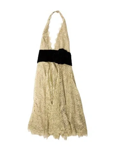 Pre-owned Marchesa Notte Lace Pattern Knee-length Dress In Neutral