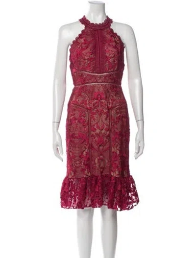 Pre-owned Marchesa Notte Lace Pattern Knee-length Dress In Pink