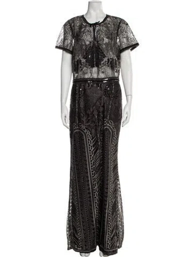 Pre-owned Marchesa Notte Lace Pattern Long Dress W/ Tags