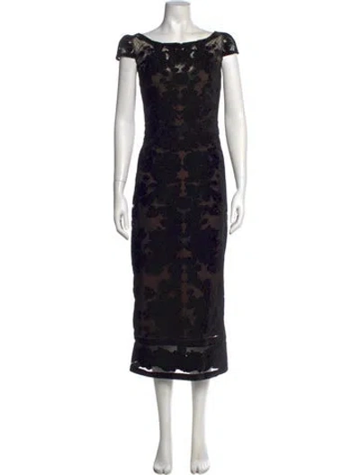 Pre-owned Marchesa Notte Lace Pattern Long Dress W/ Tags In Black