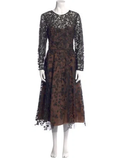 Pre-owned Marchesa Notte Lace Pattern Long Dress W/ Tags In Black