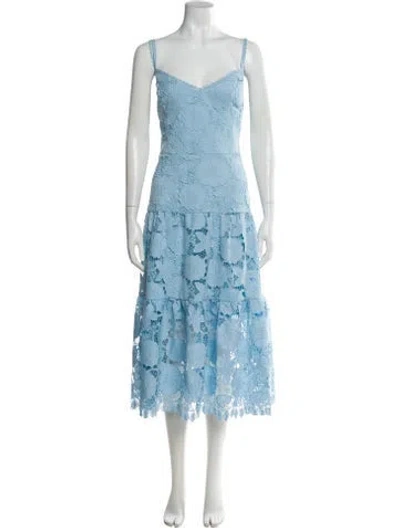Pre-owned Marchesa Notte Lace Pattern Long Dress W/ Tags In Blue