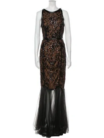 Pre-owned Marchesa Notte Lace Pattern Long Dress W/ Tags In Multi