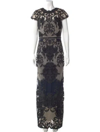 Pre-owned Marchesa Notte Lace Pattern Long Dress W/ Tags In Multi