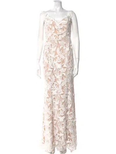Pre-owned Marchesa Notte Lace Pattern Long Dress W/ Tags In Multi